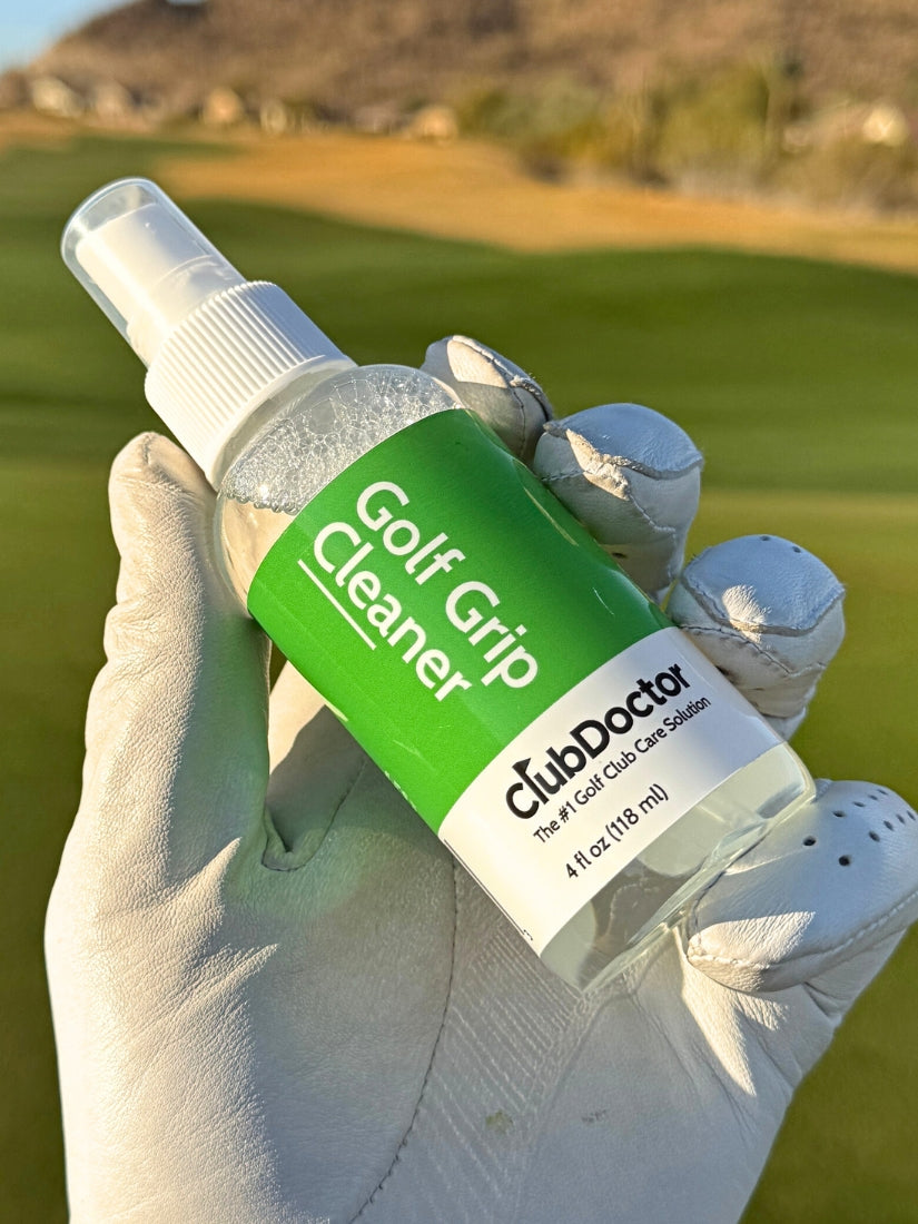 Golf grip cleaner refreshing the feel of a grip