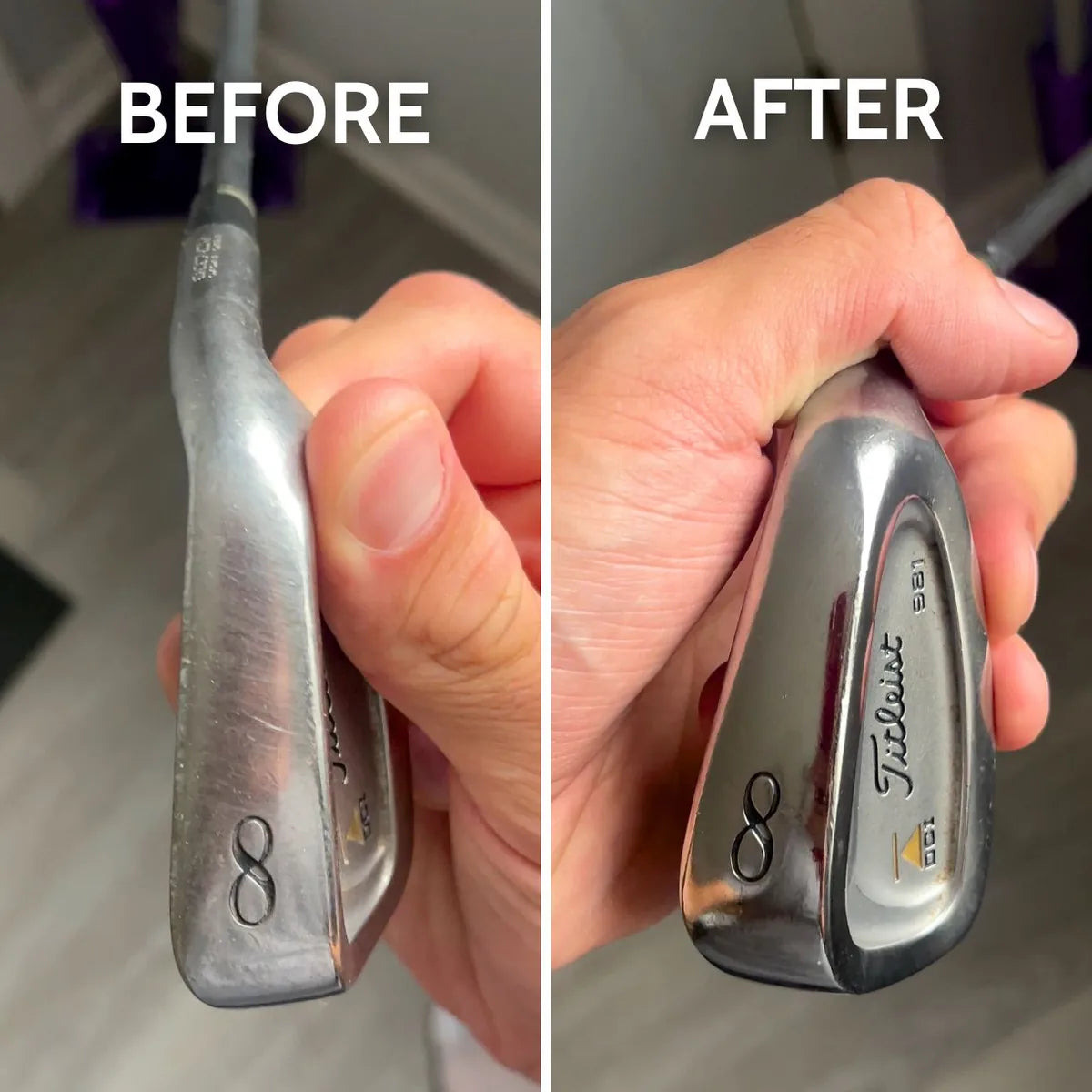 Customer golf club before and after restoration 2